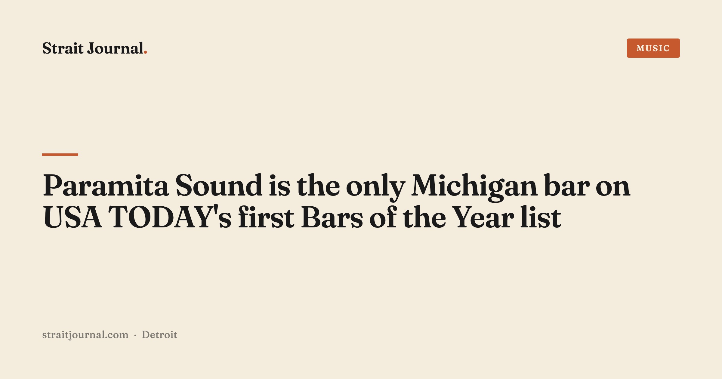 Paramita Sound is the only Michigan bar on USA TODAY's first Bars of the Year list