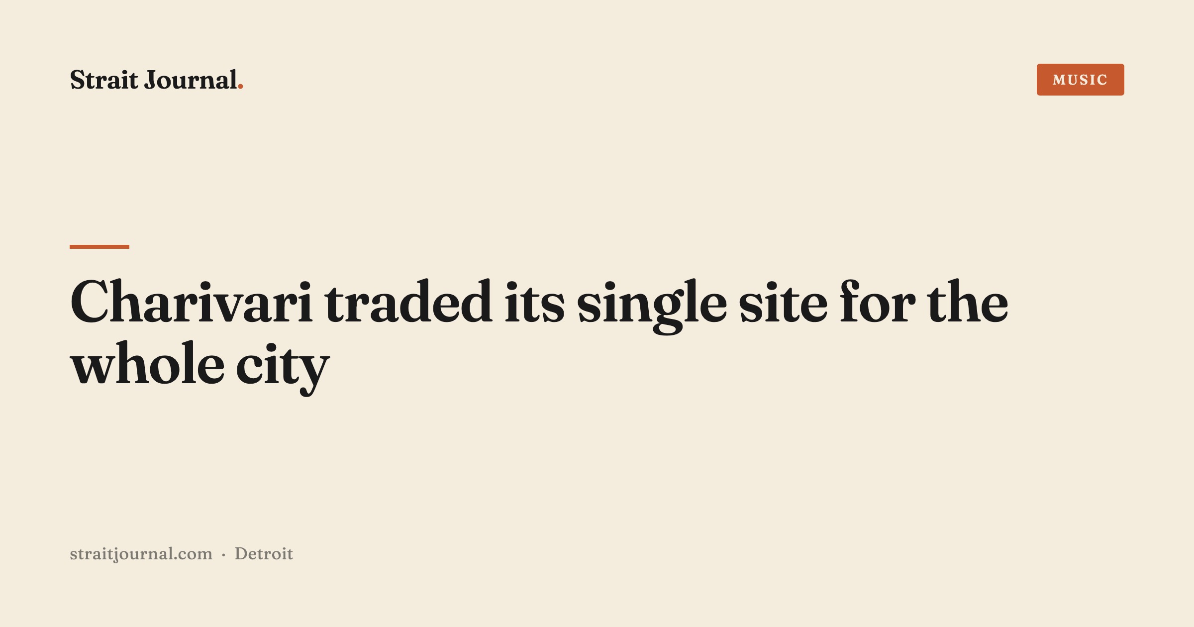 Charivari traded its single site for the whole city