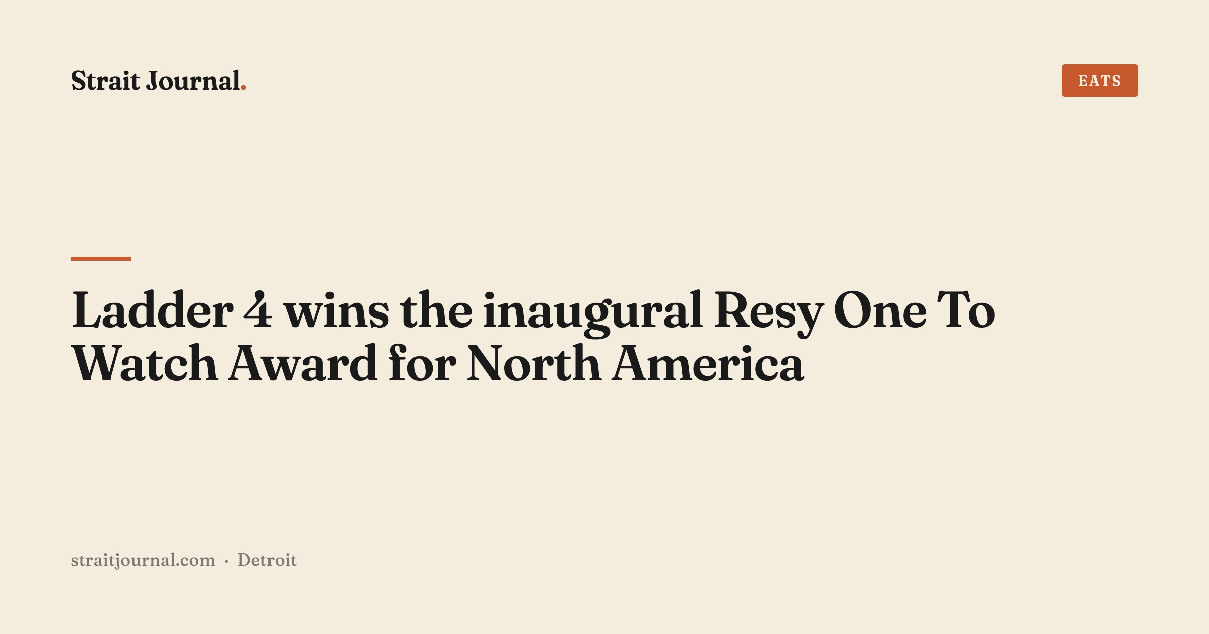 Ladder 4 wins the inaugural Resy One To Watch Award for North America