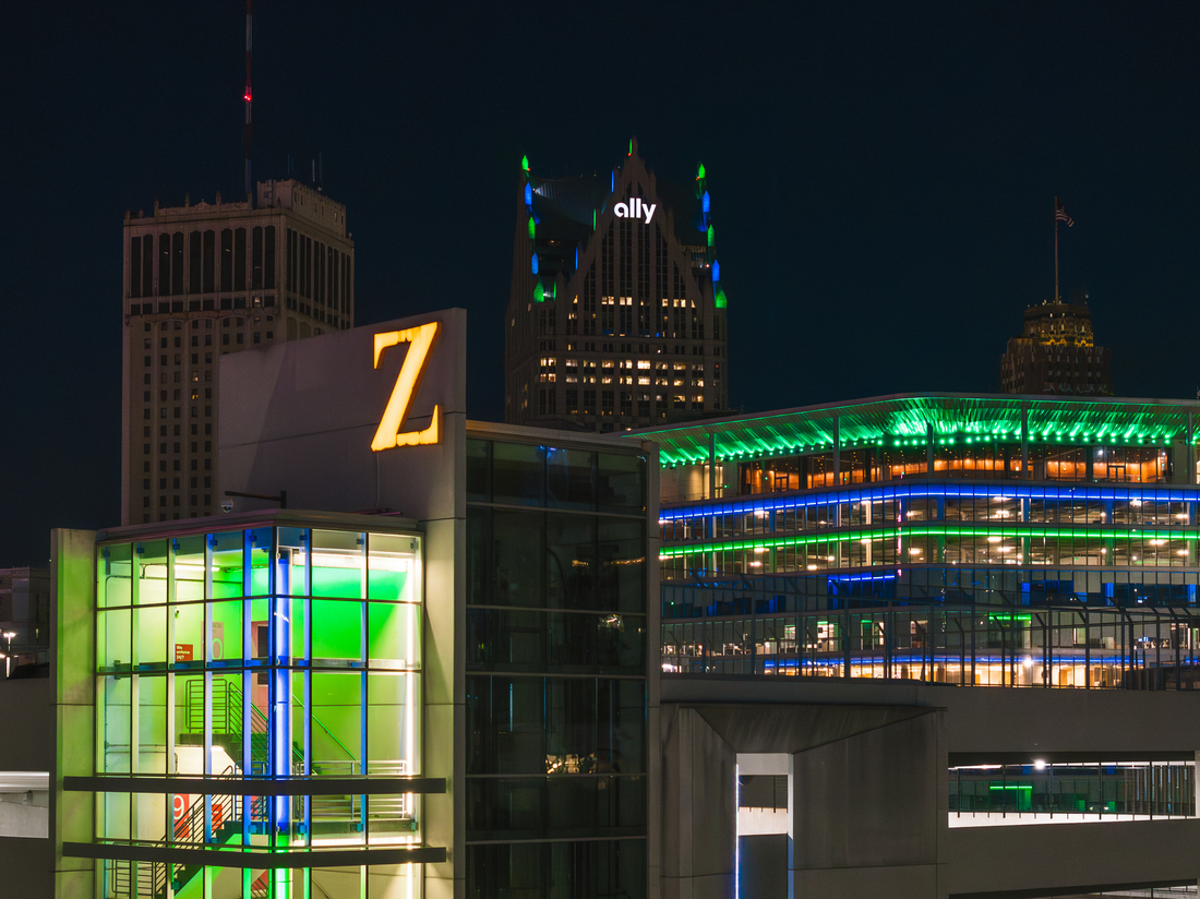 Detroit's skyline runs blue and green all month for NF awareness